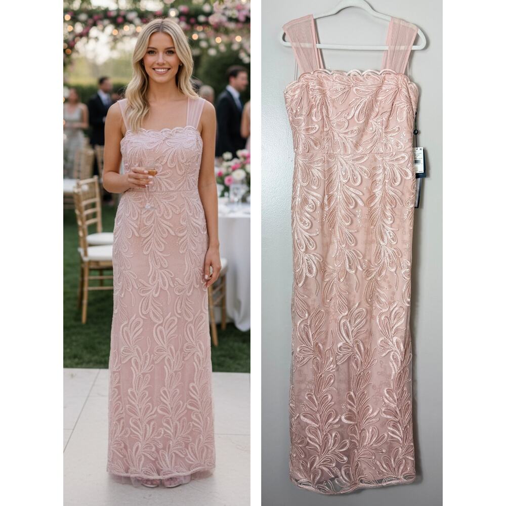 NWT ADRIANNA PAPELL DRESS PINK WEDDING GUEST MOTHER OF THE BRIDE EVENING FORMAL